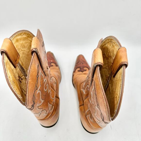 Tony Lama Women's Brown Leather Embroidered Snip Toe Cowboy Western Boots 9 - Picture 8 of 11